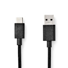 [CCGL61600BK10] Nedis CCGL61600BK10 USB 3.2 Gen 1 Cable USB-A - USB-C 15W 5 Gbps Nickel-plated 1m Black