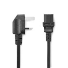 [CEGL11100BK30] Nedis CEGL11100BK30 Power Cable UK - IEC-320-C13 Angled Nickel Plated 3m Black