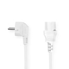 [CEGL10000WT30] Nedis CEGL10000WT30 Power Cable Type F - IEC-320-C13 Angled Nickel Plated 3m White