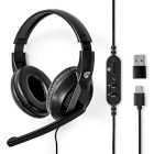 [CHSTU210BK] Nedis CHSTU210BK Stereo -Headset Over-Ear USB-A / USB-C Inklapbare Microfoon Zwart