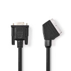 [CVGL31550BK20] Nedis CVGL31550BK20 SCART-Kabel | SCART Male | VGA Female 15p | Vernikkeld | 480p | 2.00 m | Rond | PVC | Zwart | Label