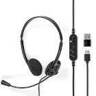 [CHSTU110BK] Nedis CHSTU110BK Stereo -Headset On-Ear USB-A / USB-C Inklapbare Microfoon Zwart