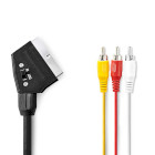 [CVGL31130BK20] Câble péritel Nedis CVGL31130BK20 - 3x RCA - Nickelé - Commutable - 480p - 2 m - Noir