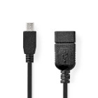 [CCGB60315BK02] Nedis CCGB60315BK02 USB 2.0 Adapter USB Mini-B - USB-A female 480 Mbps 20cm Nickel-plated Black