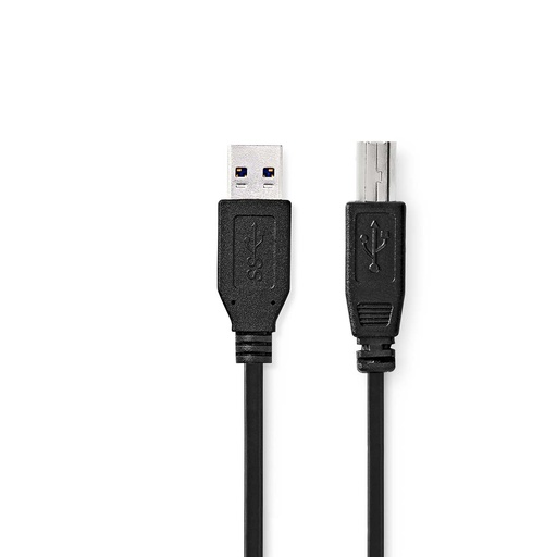 [CCGB61100BK20] Nedis CCGB61100BK20 USB 3.2 Gen 1 Cable USB-A - USB-B 5 Gbps Nickel-plated 2m Black