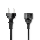 [CEGB10200BK50] Câble d'alimentation Nedis CEGB10200BK50 Type F - Type F femelle nickelé 5 m Noir