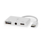 [CCGB64790WT01] Adaptateur multiport USB 2.0 Nedis CCGB64790WT01 USB-C - USB-A / USB-C / Jack 3,5 mm 480 Mbit/s 10 cm Blanc