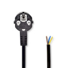 [CEGL10700BK20] Nedis CEGL10700BK20 Power Cable Type F Open Angled Nickel Plated 2m Black