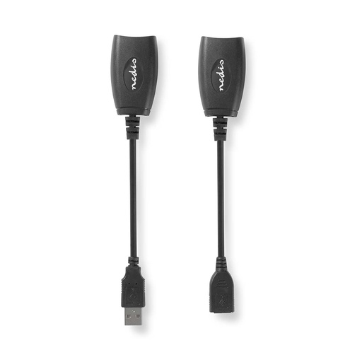 [CCGB60EXTBK500] Nedis CCGB60EXTBK500 Actieve USB-Kabel USB Over CAT5e/6 12 Mbps 20cm Vernikkeld Zwart