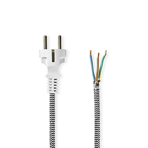 [CEGL11930WT] Câble d'alimentation Nedis CEGL11930WT type F ouvert nickelé 3 m blanc