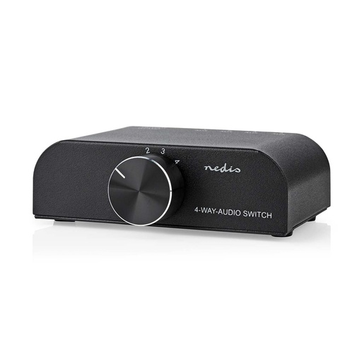 [ASWI2424AT] Nedis ASWI2424AT Analogue Audio Switch 4-Port 3.5 mm Jack / 3x RCA - RCA Black