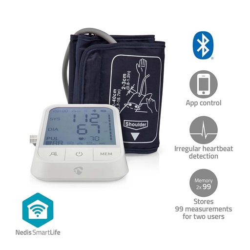 [BTHBP10WT] Nedis BTHBP10WT SmartLife Bloeddrukmeter Bluetooth LCD-Scherm Wit