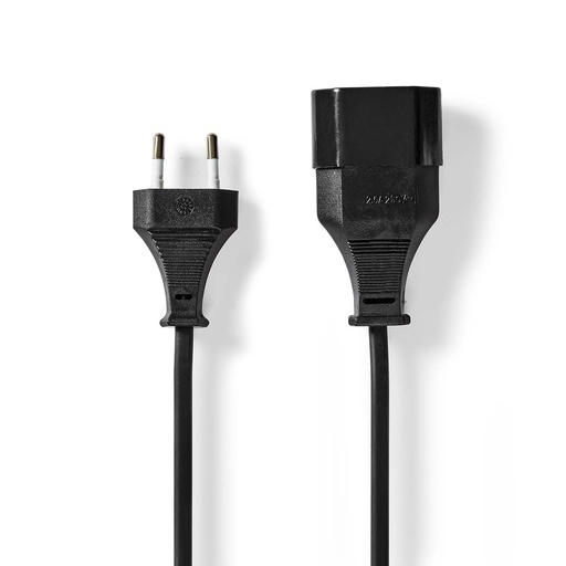 [CEGL11085BK20] Nedis CEGL11085BK20 Power Cable Euro - Euro Female Nickel Plated 2m Black