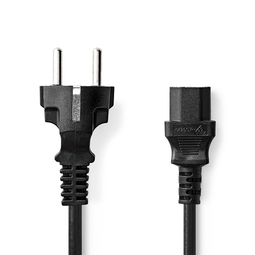 [CEGL10030BK20] Nedis CEGL10030BK20 Power Cable Type F - IEC-320-C13 Nickel Plated 2m Black
