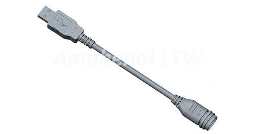 [UC20FL-NAML-QA002] Amphenol shielded USB kabel A > C Vrouwelijk 2.0m