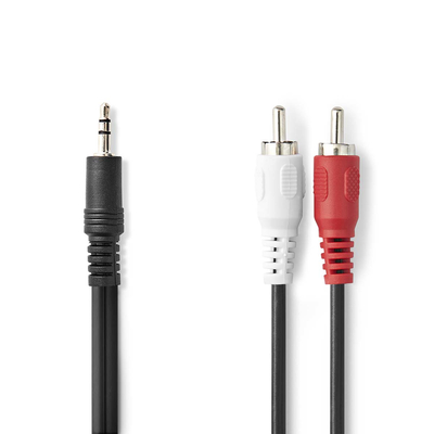 [CAGL22200BK20] Nedis CAGL22200BK20 Stereo Audio Cable 3.5 mm Jack - 2x RCA Nickel Plated 2m Black