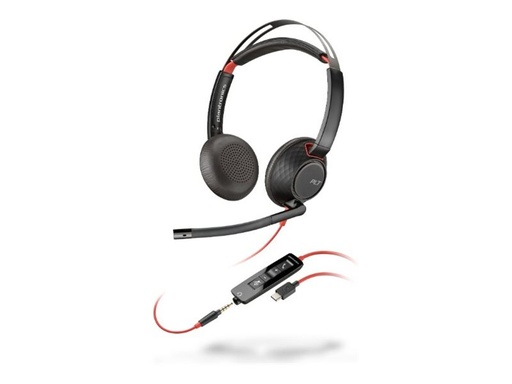 [8X231AA] Poly Blackwire 5220 USB-C/3.5mm Bekabelde Headset + Adapter Zwart