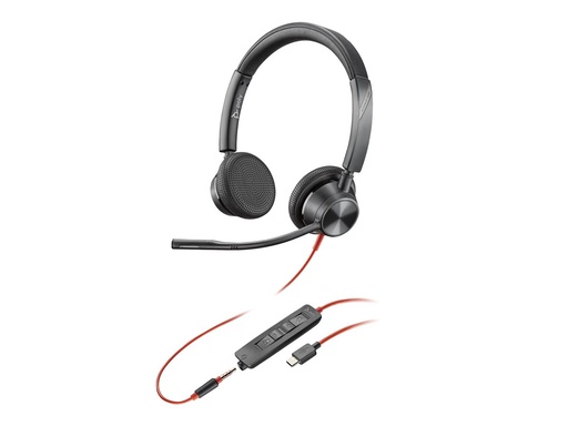 [8X221AA] Poly Blackwire 3325 Bekabelde Headset USB-A/USB-C/3.5mm Jack Zwart