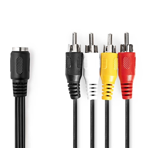 [CAGL20475BK02] Câble audio DIN Nedis CAGL20475BK02 DIN femelle 5 broches - 4x RCA nickelé 20 cm noir
