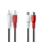 [CAGL24205BK20] Nedis CAGL24205BK20 Stereo-Audiokabel 2x RCA 2x RCA Vrouwelijk Vernikkeld 2m Zwart