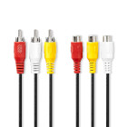 [CVGL24305BK20] Nedis CVGL24305BK20 Composite Video Cable 3x RCA Nickel Plated 480p 2m Black