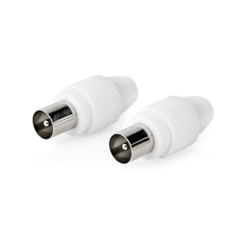 [CSGP40903WT] Connecteur coaxial Nedis CSGP40903WT nickelé, 75 ohms, vis, diamètre maximal 7,0 mm, blanc, 2 pièces