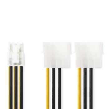 [CCGP74210VA015] Nedis CCGP74210VA015 Internal Power Cable 2x Molex - PCI-Express Female Gold Plated 20cm Yellow / Black