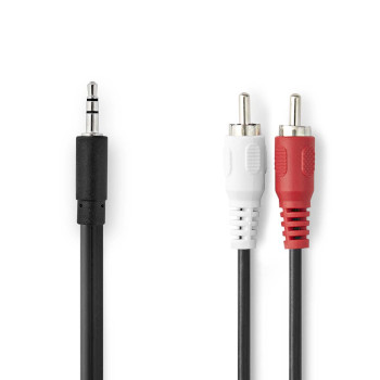 [CAGB22200BK10] Nedis CAGB22200BK10 Stereo-Audiokabel 3,5 mm Jack - 2x RCA Male 1m Zwart
