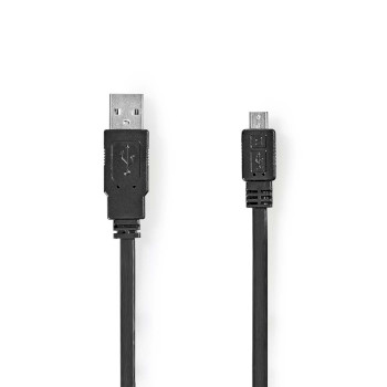 [CCGP60410BK10] Nedis CCGP60410BK10 USB 2.0 Cable USB-A - USB Micro-B 480 Mbps Nickel-plated 1m Flat Black