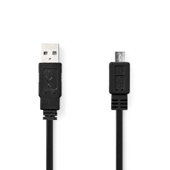 [CCGP60505BK10] Nedis CCGP60505BK10 USB 2.0 Cable USB-A - USB Micro-B 480 Mbps Nickel-plated 1m Flat Black