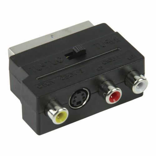 [CVGB31902BK] Nedis CVGB31902BK SCART Adapter SCART Male - 3x RCA Female Nickel Plated Switchable Black