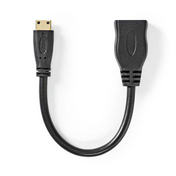 [CVGP34590BK02] Câble HDMI 1.4 Nedis CVGP34590BK02 HDMI femelle - Mini HDMI 4K à 30 Hz 10,2 Gbit/s 20 cm Noir