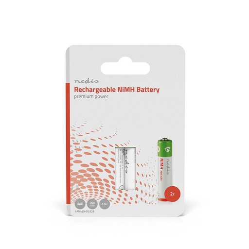 [BANM7HR032B] Nedis BANM7HR032B Oplaadbare NiMH-Batterij AAA 1.2 V DC 700 mAh 2-Pak