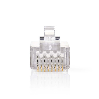 [CCGB89302ME] Nedis CCGB89302ME RJ45 Connector STP CAT5 Gold Plated 10 Pieces Transparent
