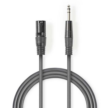 [COTH15100GY50] Nedis COTH15100GY50 Gebalanceerde Audiokabel XLR 3-Pins - 6,35 mm Jack Vernikkeld 5m Grijs