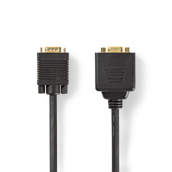 [CCGP59120BK02] Nedis CCGP59120BK02 VGA Cable VGA - 2x VGA Female Gold Plated 1280x768@60Hz 20cm Black