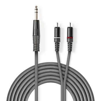 [COTH23300GY30] Nedis COTH23300GY30 Stereo Audio Cable 6.35 mm Jack - 2x RCA 3m Gray