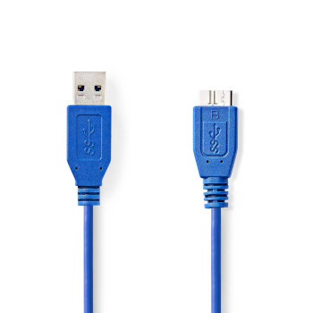 [CCGP61500BU50] Nedis CCGP61500BU50 USB 3.2 Gen 1 Cable USB-A - USB Micro-B 5 Gbps Nickel-plated 5m Blue