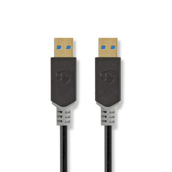 [CCBW61000AT20] Nedis CCBW61000AT20 USB USB 3.2 Gen 1 Cable USB-A 5 Gbps Gold-plated 2m Black