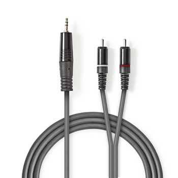 [COTH22200GY50] Nedis COTH22200GY50 Stereo-Audiokabel 3,5 mm Jack 2x RCA 5m Grijs