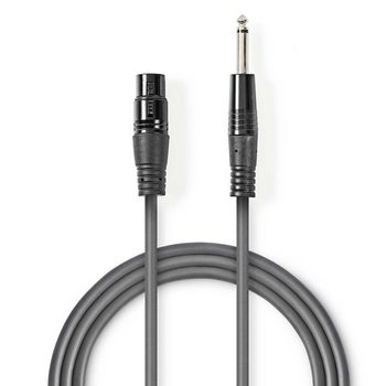 [COTH15120GY15] Nedis COTH15120GY15 Ongebalanceerde Audiokabel XLR 3-Pins Vrouwelijk - 6,35 mm Jack 1.5m Grijs 