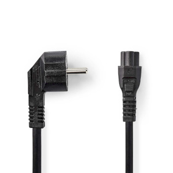 [CEGB10100BK20] Nedis CEGB10100BK20 Power Cable Type F - IEC-320-C5 Angled Nickel Plated 2m Black