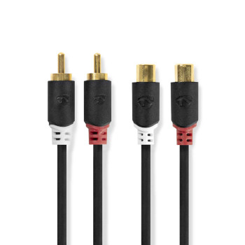 [CABW24205AT20] Nedis CABW24205AT20 Stereo-Audiokabel 2x RCA Mannelijk - 2x RCA Vrouwelijk 2m Zwart