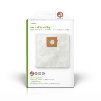 [DUBG220VAR4] Nedis DUBG220VAR4 Vacuum Cleaner Bag H.E. - Goldstar - LG Sweefty/Dino/TB33 4 Pieces White
