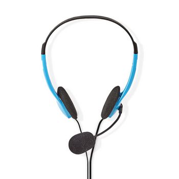 [CHST100BU] Casque PC supra-auriculaire stéréo Nedis CHST100BU avec microphone pliable 2x 3,5 mm, bleu