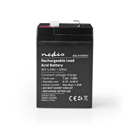 [BALA45006V] Nedis BALA45006V Rechargeable Lead Acid Battery 6 V 4500 mAh Black