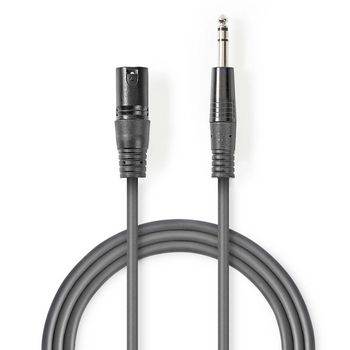 [COTH15100GY15] Nedis COTH15100GY15 Gebalanceerde Audiokabel XLR 3-Pins - 6,35 mm Jack 1.5m Grijs