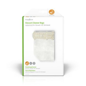 [DUBG220VOR4] Nedis DUBG220VOR4 Vacuum Cleaner Bag Vorwerk 135136 Kobold 4 Pieces White