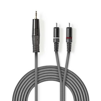 [COTH22200GY15] Câble audio stéréo Nedis COTH22200GY15, jack 3,5 mm - 2x RCA, 1,5 m, gris