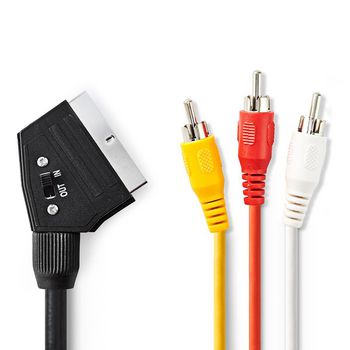 [CVGT31130BK20] Nedis CVGT31130BK20 SCART-Kabel SCART - 3x RCA Vernikkeld480p 2m Zwart